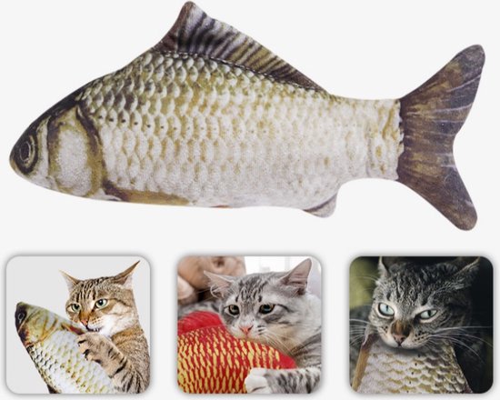 Realistische Visvormige Katten Speeltjes - Set van 10 Stuks - 17,8 cm tot 28 cm - 8 Kleine en 2 Grote Pluche Visspeeltjes met Catnip