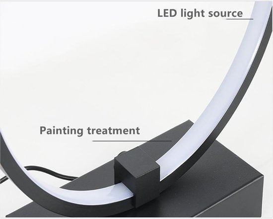 LED Tafellamp Cirkel 30cm - 3 Lichtstanden - Zwart