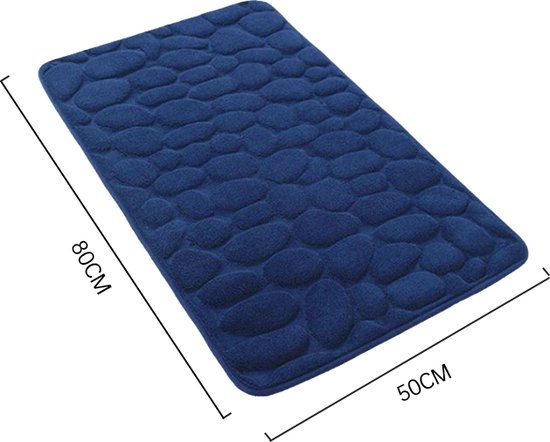 Luxe badkamermat 50x80 cm donkerblauw - Comfort & waterabsor
