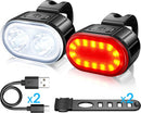Xtraworks- Waterdichte USB oplaadbare Fietsverlichting-IPX4 waterdicht-voor en achter-zwart