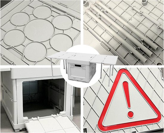 Multifunctionele draagbare opvouwbare opbergbox met grote capaciteit -kampeer tafeltjes-waarschuwingsbord-grijs