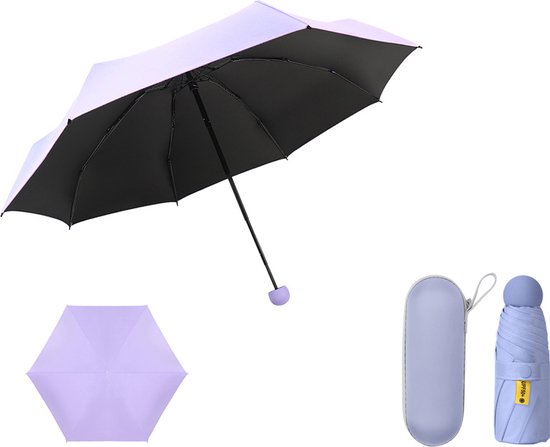 TDR--Opvouwbare Paraplu -Windproof-Zonbescherming Anti-Uv UPF50 + met gratis Reisetui- Paars