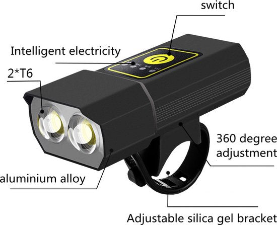 Waterdichte Fietsverlichting set- USB Oplaadbaar-voor en achter-zwart