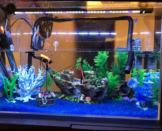 Piratenavontuur Aquarium Decoratie - Levendige Details, Duurzaam Harsmateriaal en Authentiek Ontwerp 25*9*18.5cm