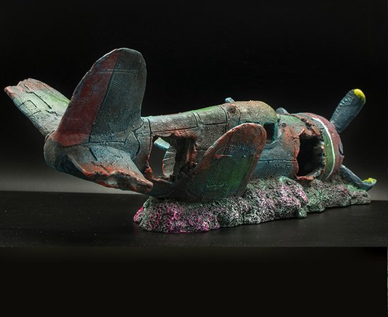 Aquarium decoratie - Gevechtsvliegtuigen - Realistische hars ornamenten voor vistank landschapsarchitectuur - Duurzaam en stabiel - Ideaal voor zoet- en zoutwateraquaria 23 x 10 x 8 cm