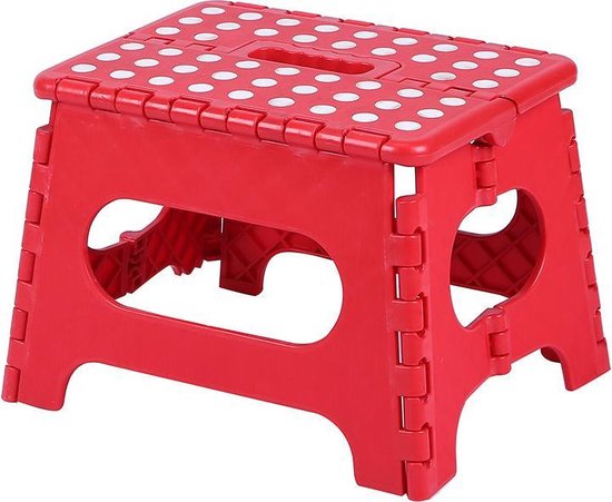 2 Stuks verdikt kunststof opvouwbaar krukje -Lichte Draagbare-Met Antislip Oppervlak-rood 29x22x22cm