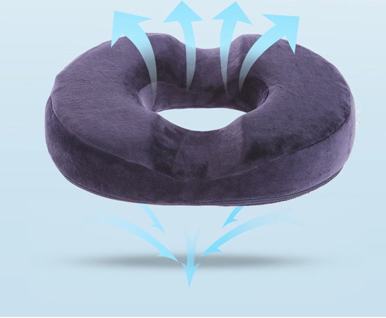 ComfortPlus Orthopedisch Donutkussen van Traagschuim - Veelzijdig Gebruik voor Stoel, Rolstoel & Auto - Wasbare Hoes & Anti-Slip - Marineblauw
