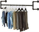 Stevige Muurbevestigde Kledingstang - Duurzame Metalen Kledingrail - Draagvermogen tot 35 kg - Perfect voor Wasruimte en Slaapkamer-80cm-matzwart