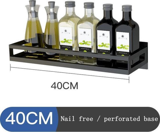 Kruidenrek RVS - Perforatievrij - 40x13x6 cm - Zwart