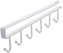 Keukenhaak Onder Plank – Set van 4 – Metaal – Zwart – 6 Haken – Ophangrek voor Keukengerei, Mok, Handdoek – 26cm