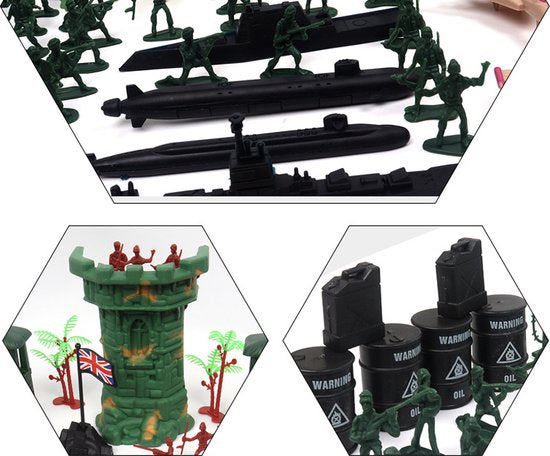 305 stuks Militaire Basisfiguren Set-soldaten speelgoed-Inclusief Militaire auto's, vliegtuigen , gebouwen en onderzeeboten