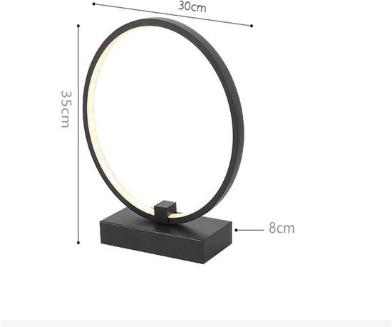 LED Tafellamp Cirkel 30cm - 3 Lichtstanden - Zwart