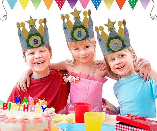 Verjaardagskroon in Koninklijke Kroonvorm met Schattig Geel Sterrenpatroon en Klittenbandsluiting - Geschikt voor Jongens en Meisjes