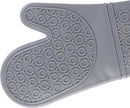Siliconen ovenwanten 1 paars(2 stuks) met Zachte Katoenen Voering- hittebestendig tot 260 °C anti-slip lange bakhandschoenen voor koken bakken-lichtgrijs