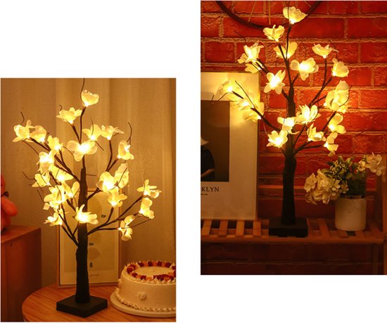 Kunstmatige Kapok Flowers Lamp Decoratie - LED Lamp - Werkt op Batterijen - Warm Wit Licht - Perfect voor Woonkamer en Slaapkamer - Feestelijke Decoratie