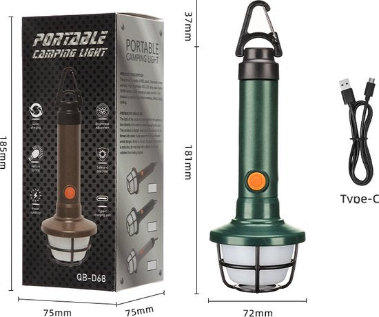 Unikorf 2-in-1 LED Zaklamp & Campinglamp, Type-C, Waterdicht