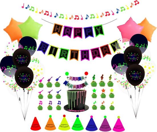56delige-Fluorescerende  Letters  Verjaardagsballon Set