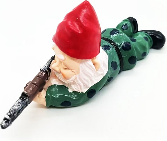 3delige Set Gedetailleerde Militaire Gevechtstuinkabouters in Diverse Poses - Decoratief Beeldje