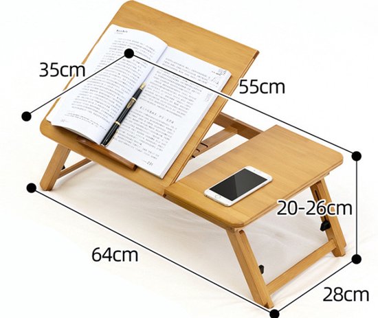 Bamboe Tafel - Opvouwbaar en Verstelbaar als Laptopstandaard