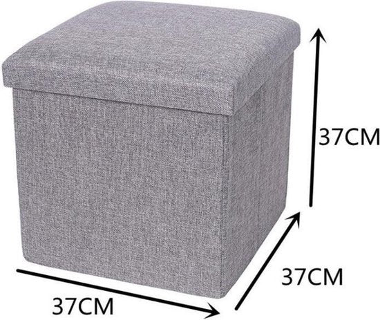 Opvouwbare opbergdoos / voetenbank - 45,5 liter - 37 cm³ - canvas - Perfect voor speelgoed, boeken - lichtgrijs