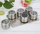 Roestvrijstale Magnetisch Kruidenrek met 6 kruidenpotjes-kruiden en specerijen rek -silver