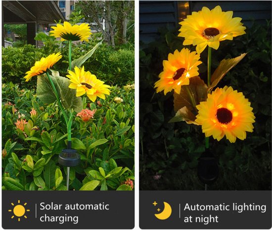 Solarlamp Zonnebloemen - LED met dag/nacht sensor