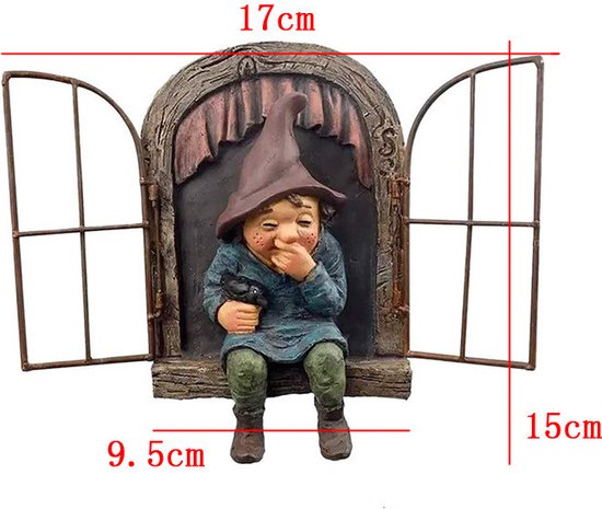 Charmante kabouter op raam-standbeeld van duurzame designerh