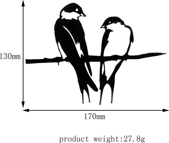 Stijlvolle Metalen Zwaluw Boomhanger-tuindecoratie- 17X13cm zwart