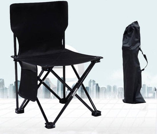 Campingstoel - Vouwstoel Visstoel – met gratis draagtas- zwart - Tot 150Kg - 41x41x72 zithoogte ca. 39cm