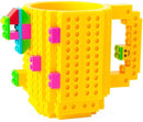 Build on Brick Mug - geel - 350 ml - bouw je eigen mok met bouwsteentjes - BPA vrije drinkbeker cadeau voor kinderen of volwassenen - koffie thee limonade of andere dranken - pennenbeker - creatief accessoire voor op bureau -HnD