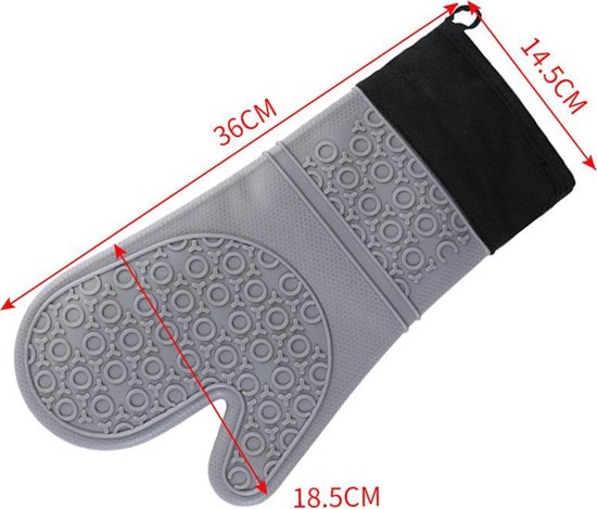 Siliconen ovenwanten 1 paars(2 stuks) met Zachte Katoenen Voering- hittebestendig tot 260 °C anti-slip lange bakhandschoenen voor koken bakken-lichtgrijs