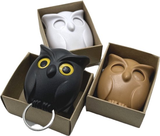Nachtuil Sleutelhangerhouder Wit - Interactief Design - 6x5 cm - Bekend van TikTok