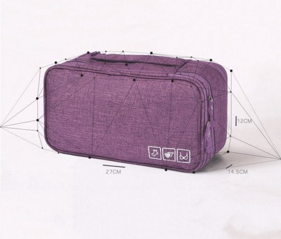 Multifunctionele lingerie/ondergoed tas - make-up tasje-toilettas 27 * 14,5 * 12CM-paars