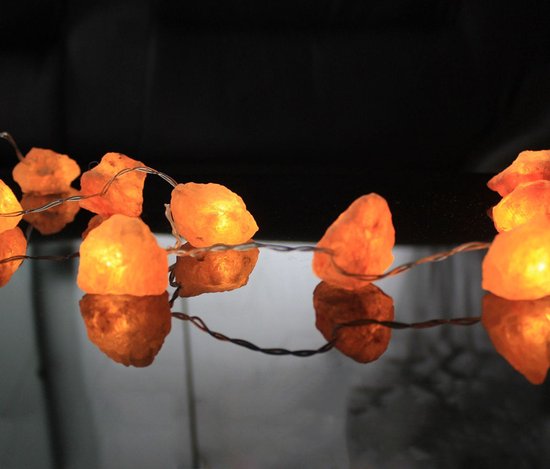 Natuurlijke Roze Himalaya Zout Crystal Rock -werkt op USB- Led-lichtsnoer 1 meter 10 lampjes