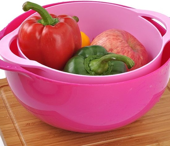 8-delige-Multifunctionele groentewasmand poederzeef -Afdruipmand-Meng en Maatkommen-stapelbaar-Beslagkommen