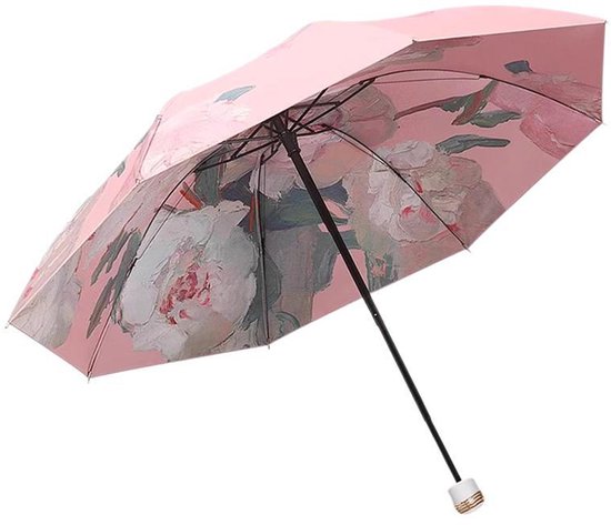 Opvouwbare bloemenparaplu UPF50+ UV-bescherming 97cm roze