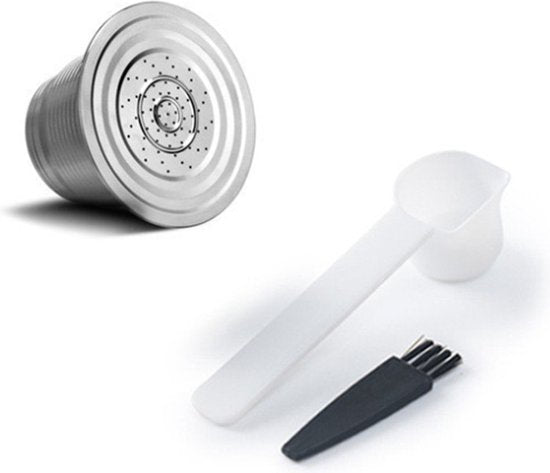 Herbruikbare RVS Nespresso Capsule Set met Maatschep en Reinigingsborstel - Duurzaam en Milieuvriendelijk