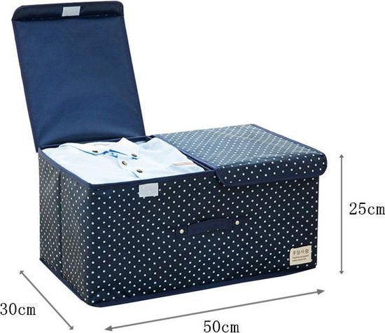 TDR-2 Stuks Opbergdoos voor kleding - 50x30x25cm - Marineblauw ( 2 Stuks )