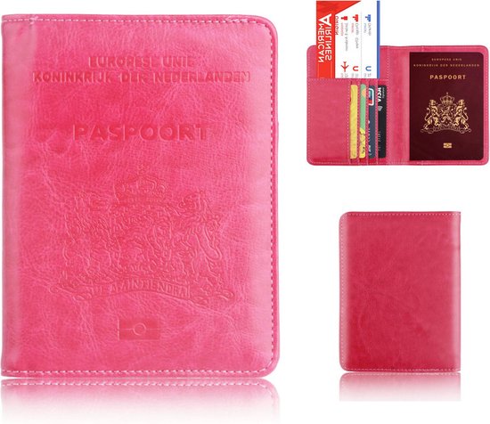TDR Luxe kunstleren paspoort- en pasjeshouder - RFID & Roze