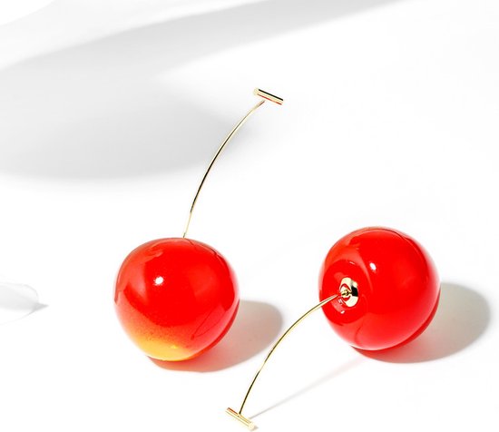 Lichte Rode Kersen Oorhangers - Reitsman Vrouwen Oorbellen