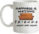 Friends mok wit keramiek - Happiness is Watching - Cadeau