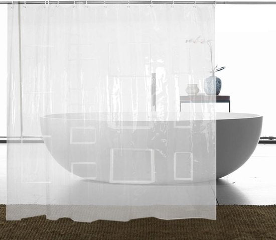 Transparante Douchegordijn met 12 waterdichte aanraakgevoelige vakken voor Tabled / IPad / Mobiel - Om Films, TikTok, Facebook, Instagram, etc te gebruiken tijdens het douchen - 180 x 200 cm
