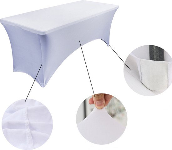 Elastisch tafelkleed rechthoek 183×76×76 cm wit