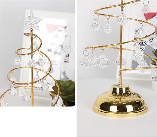 led kerstverlichting -tafellamp- kerstboom vorm lamp werkt op batterij -kerstversiering-gouden warm licht