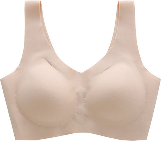 softstretch BH zonder beugel-Voorgevormd-Padded top-Beige- M (geschikt voor 40-65 kilo)