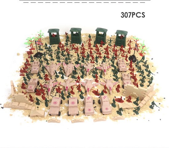 305 stuks Militaire Basisfiguren Set-soldaten speelgoed-Inclusief Militaire auto's, vliegtuigen , gebouwen en onderzeeboten