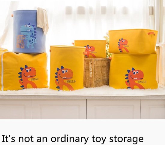 Opvouwbare wasmand - dinosaurus - geel 35x45cm