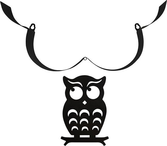 Metalen wandopbergplank uil - Toiletrolhouder zwart