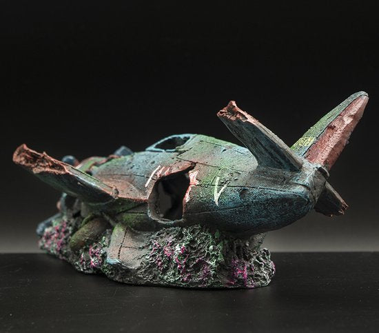 Aquarium decoratie - Gevechtsvliegtuigen - Realistische hars ornamenten voor vistank landschapsarchitectuur - Duurzaam en stabiel - Ideaal voor zoet- en zoutwateraquaria 23 x 10 x 8 cm
