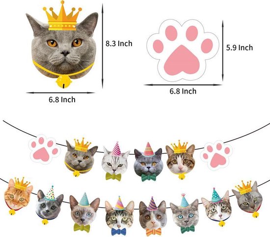 44-delig katten verjaardagset - Feestversiering